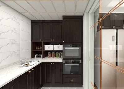 Walnut Membrane Kitchen Cabinets
