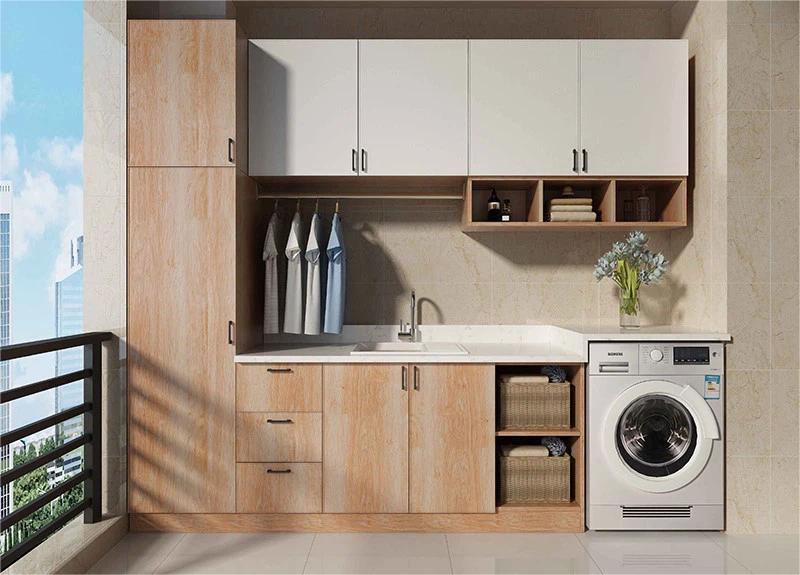 Wood Grain Laundry Cabinet